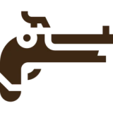 Minimalist gun illustration in dark tones